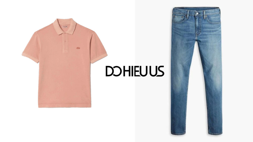 Nam mặc áo polo Lacoste Hồng Đất + quần jeans Levi's 512 slim fit và giày sneaker Phối áo polo với quần jeans levi's